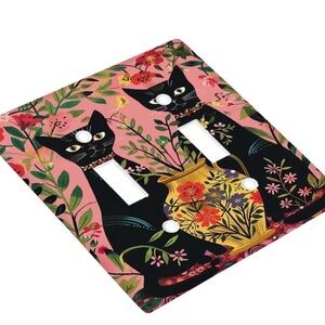 Amazon Black Cat Floral Light Switch Cover